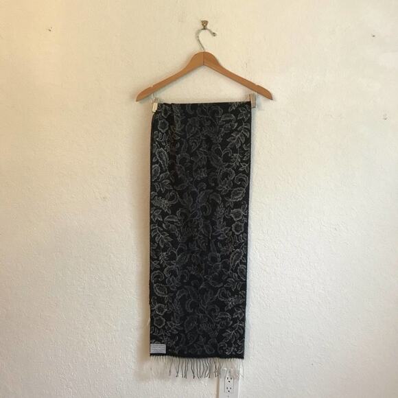 Cashmink OS German scarf black gray fringe - Picture 5 of 7